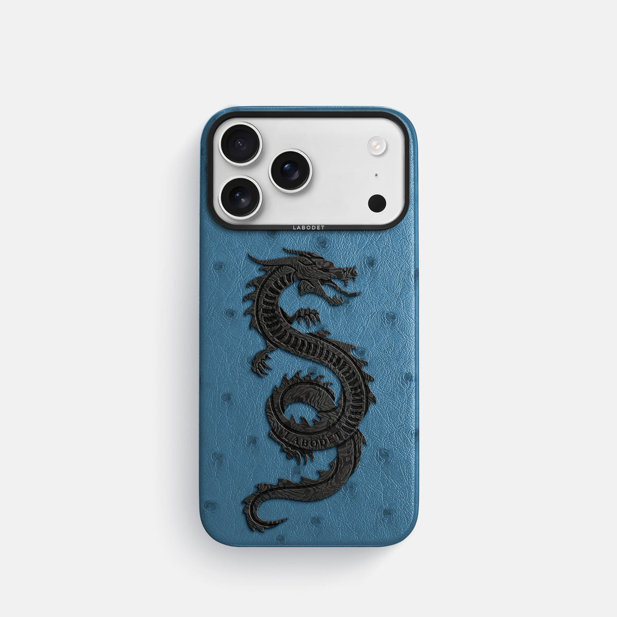 Classic Case With Carbon Dragon For iPhone 18 Pro In Ostrich -1 | Blue-Jeans-Black