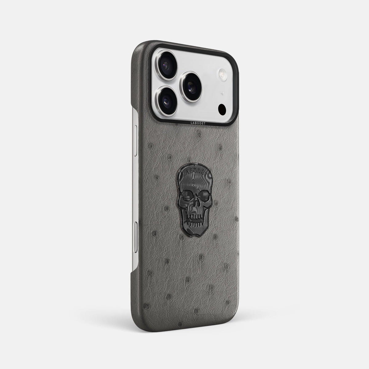 Classic Case With Carbon Skull For iPhone 18 Pro Max In Ostrich -2 | Grey-Black