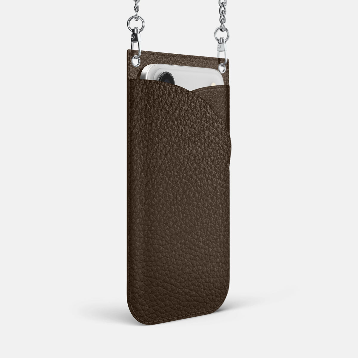 Crossbody Bag For iPhone 18 Pro Max In Calf -2 | Dark-Brown-Steel