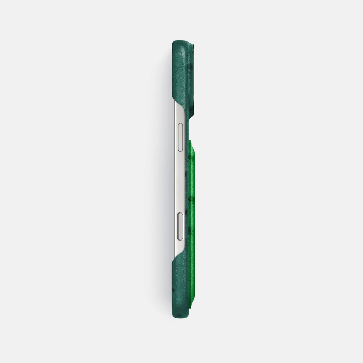 Double Card Case Coloré For iPhone 17 Pro Max In Ostrich -3 | Forest-Green-Black