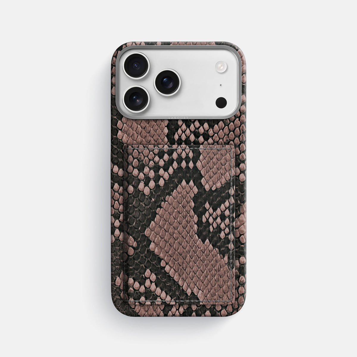 Bi-Fold Case For iPhone 18 Pro Max In Deluxe Python -1 | Mahogany-Brown-Steel