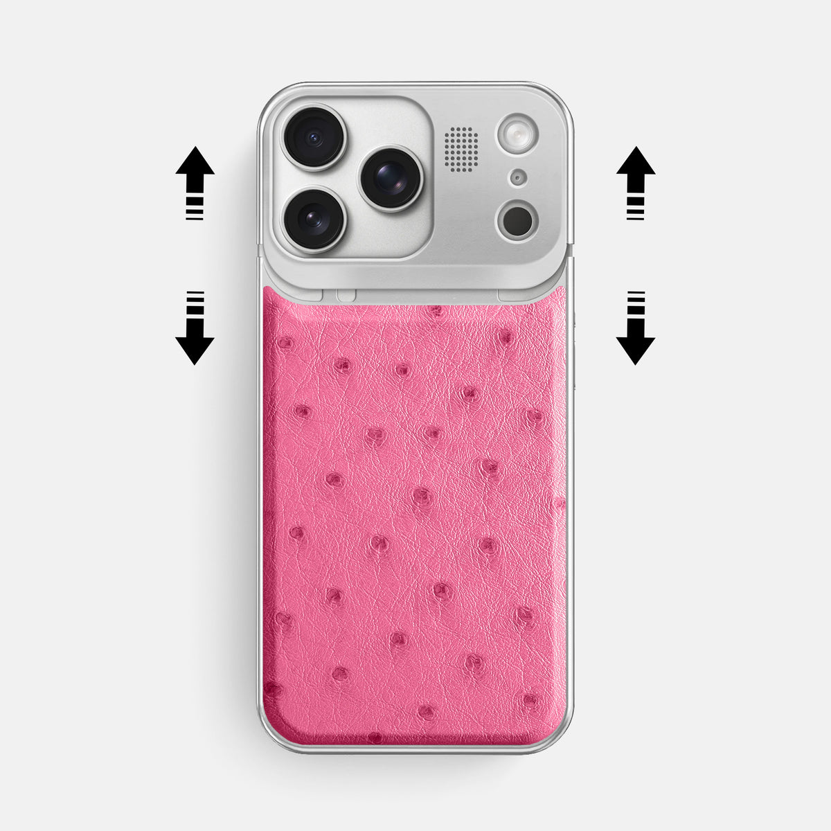 Metal Case For iPhone 17 Pro Max In Ostrich -2 | Pink-Steel