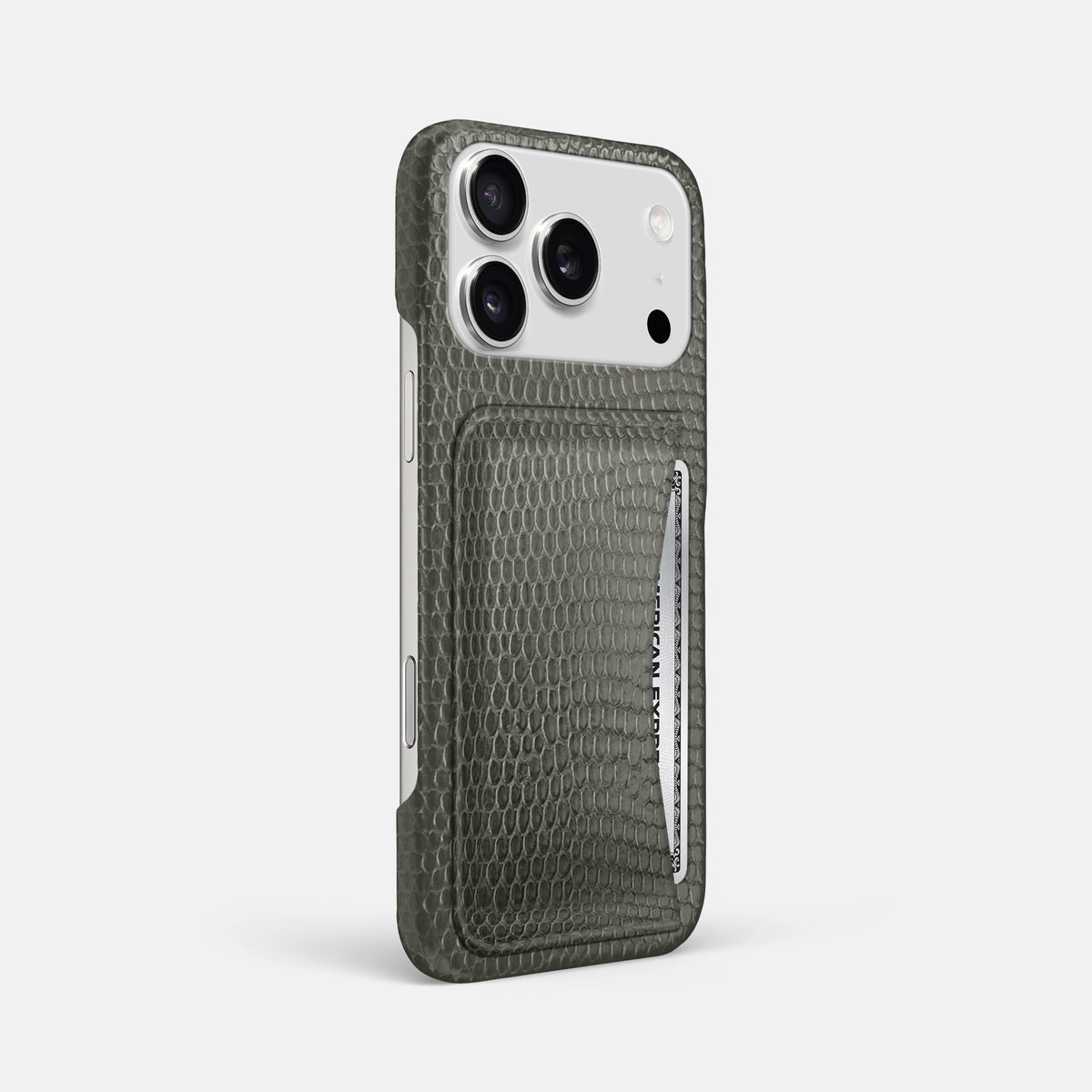 Slim Card Case For iPhone 17 Pro Max In Lizard -2 | Grey