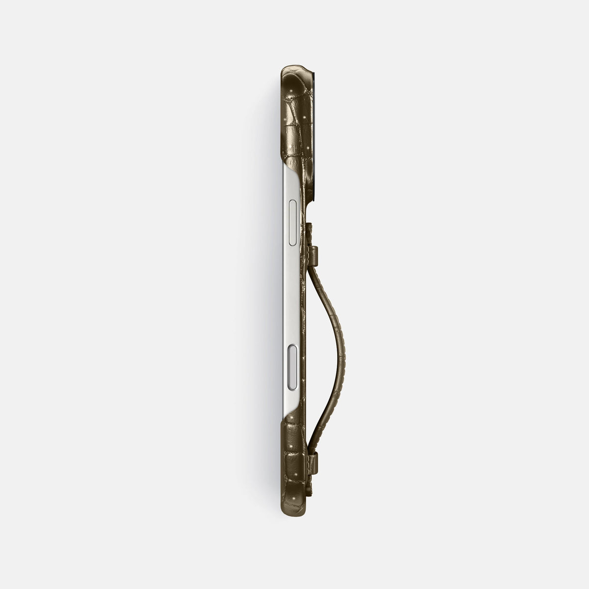 Center Handle For iPhone 18 Pro Max In Porosus Crocodile -2 | Bronze-Black