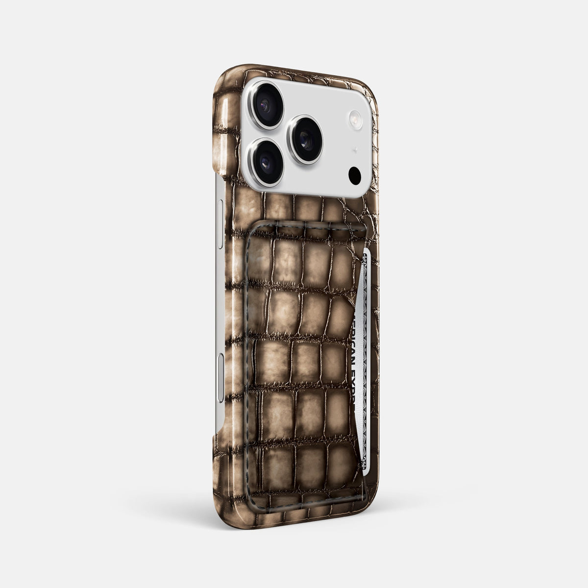 Slim Card Case For iPhone 18 Pro Max In Patina Alligator -2 | Etoupe