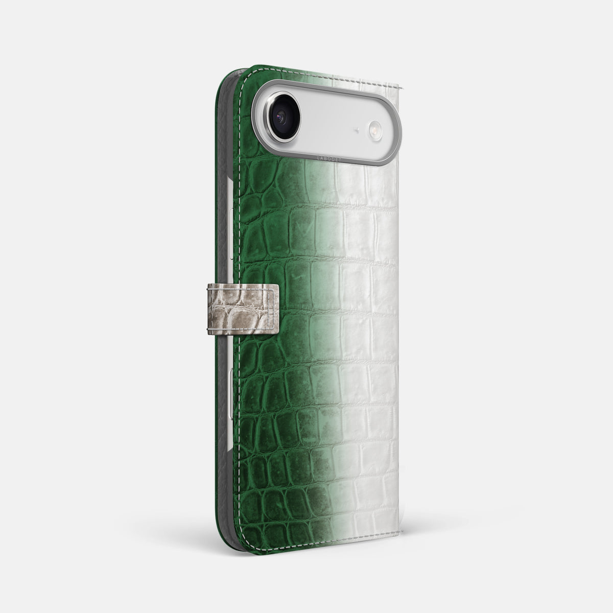 Folio Case with Clasp For iPhone 17 Air In Himalayan Crocodile -1 | Green-Steel