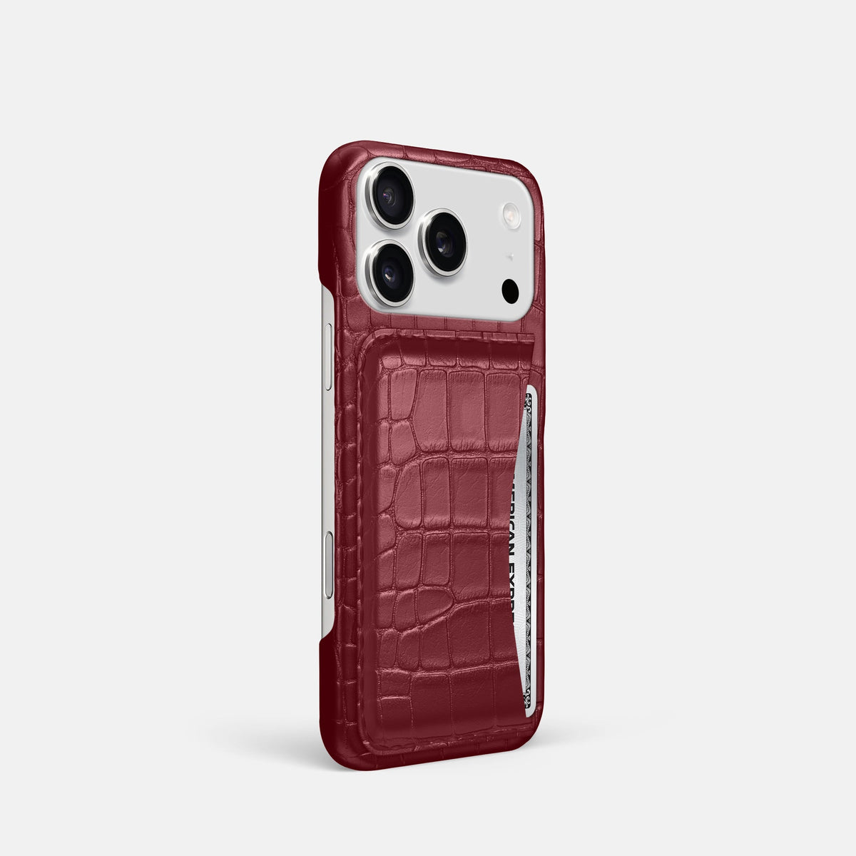 Slim Card Case For iPhone 18 Pro In Alligator -2 | Burgundy