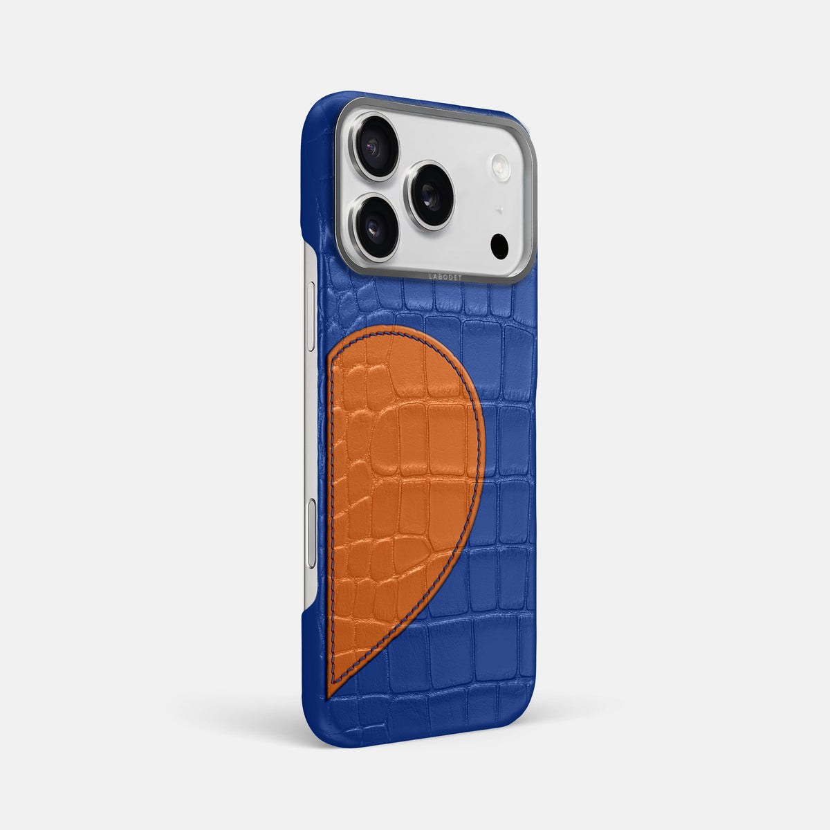 Classic Case With Half Heart - Right For iPhone 18 Pro Max In Alligator -2 | Royal-Blue-Steel