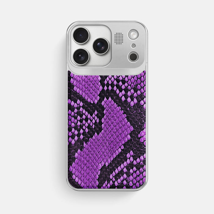 Metal Case For iPhone 17 Pro Max In Deluxe Python -1 | Purple-Steel