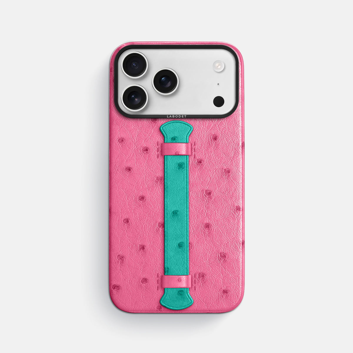 Center Handle Coloré For iPhone 17 Pro Max In Ostrich -1 | Pink-Black
