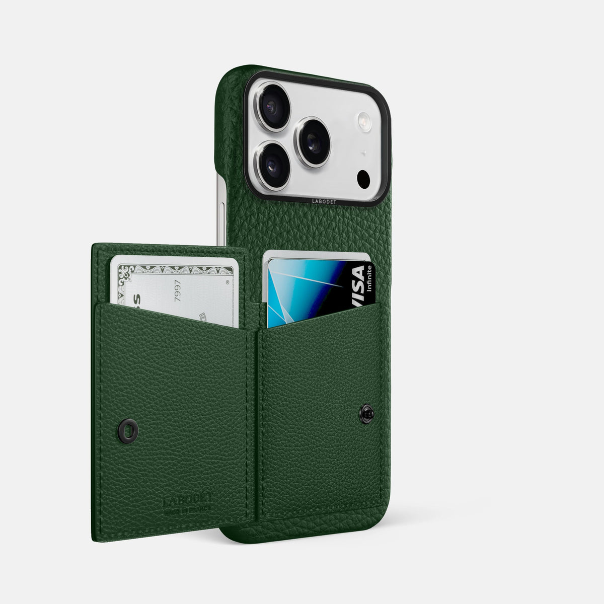 Bi-Fold Case For iPhone 18 Pro Max In Calf -2 | Dark-Green-Black