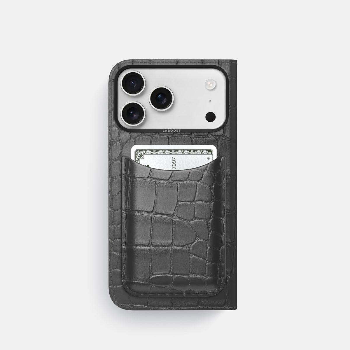 Folio Case with Card For iPhone 17 Pro In Alligator -3 | Grey-Black