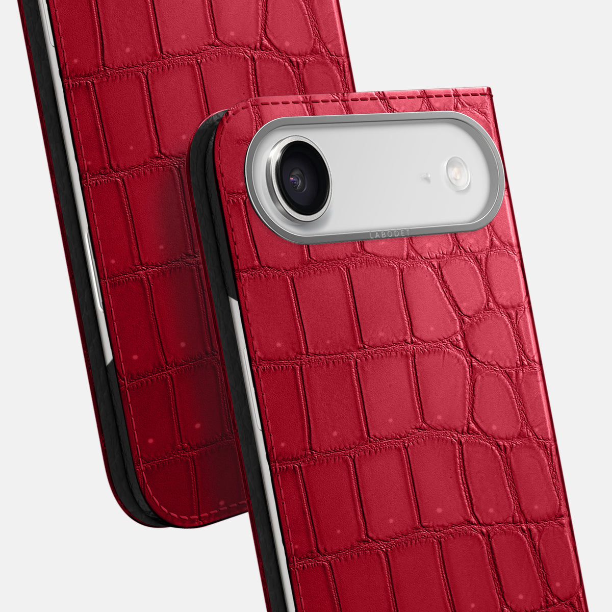 Folio Case For iPhone 17 Air In Porosus Crocodile -5 | Burgundy-Steel