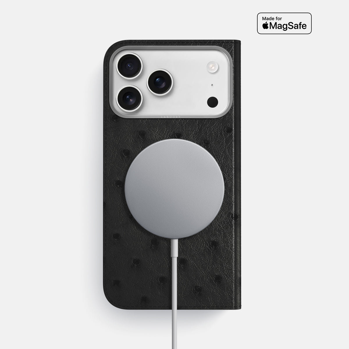 Folio Case For iPhone 17 Pro Max In Ostrich -3 | Black-Steel