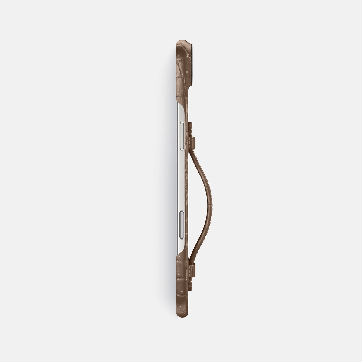 Center Handle For iPhone 17 Air In Porosus Crocodile -2 | Fur-Brown-Black