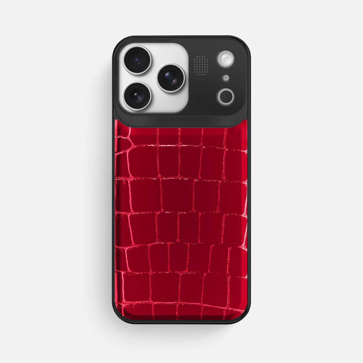 Metal Case For iPhone 17 Pro Max In Shiny Alligator -1 | Cherry-Black