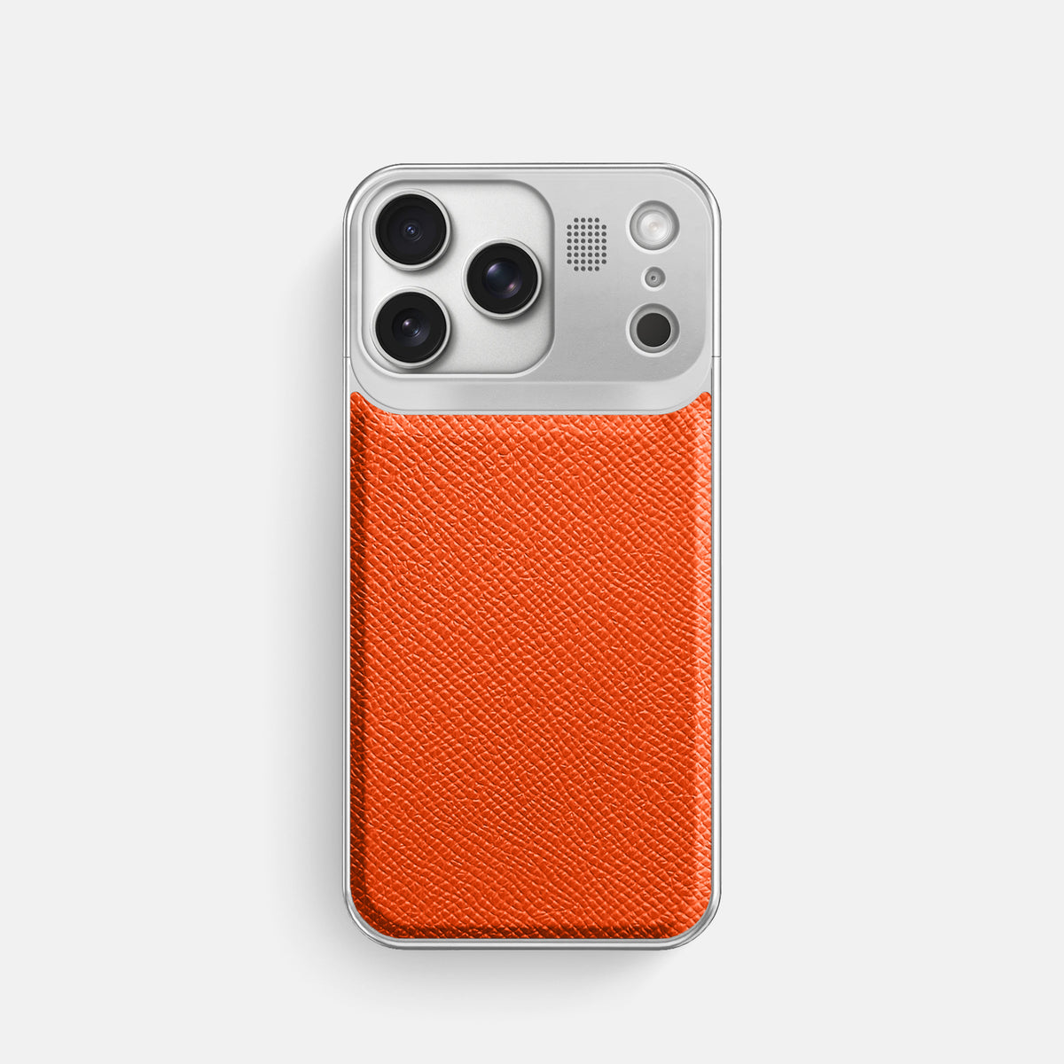 Metal Case For iPhone 17 Pro In Epsom-Style Calf -1 | Orange-Steel