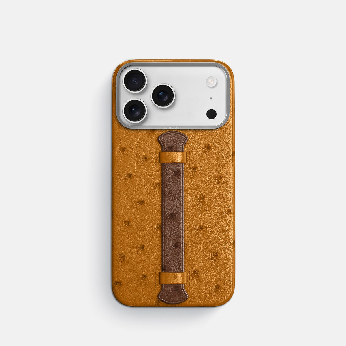 Center Handle Coloré For iPhone 18 Pro In Ostrich -1 | Chestnut-Steel