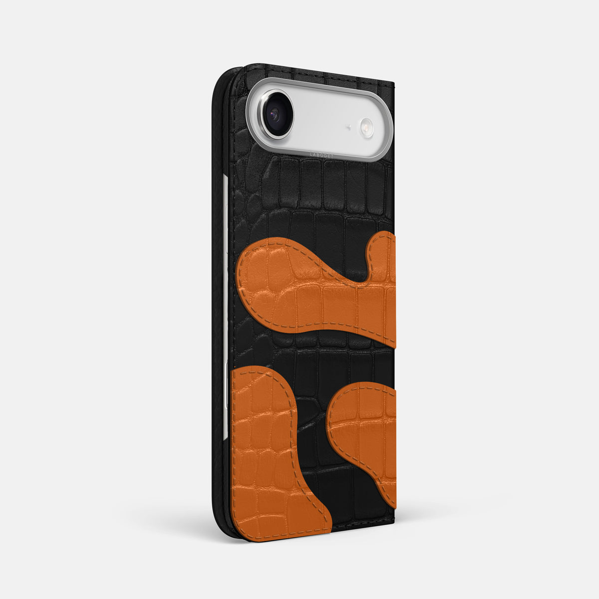 Camouflage Folio For iPhone 17 Air In Alligator -1 | Black-Steel