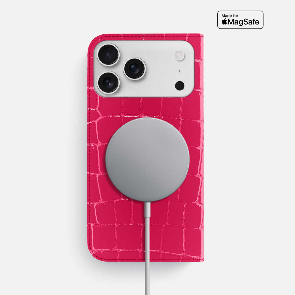 Folio Slim Case For iPhone 18 Pro Max In Shiny Alligator -3 | Pink-Panther