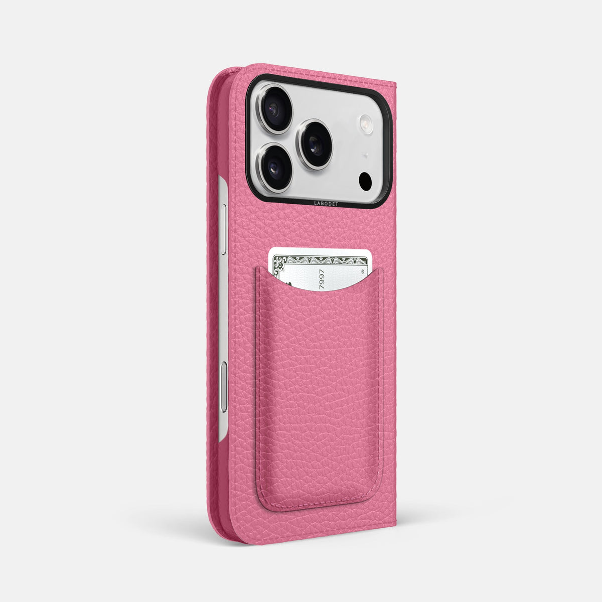 Folio Case with Card For iPhone 18 Pro Max In Calf -1 | Pink-Black