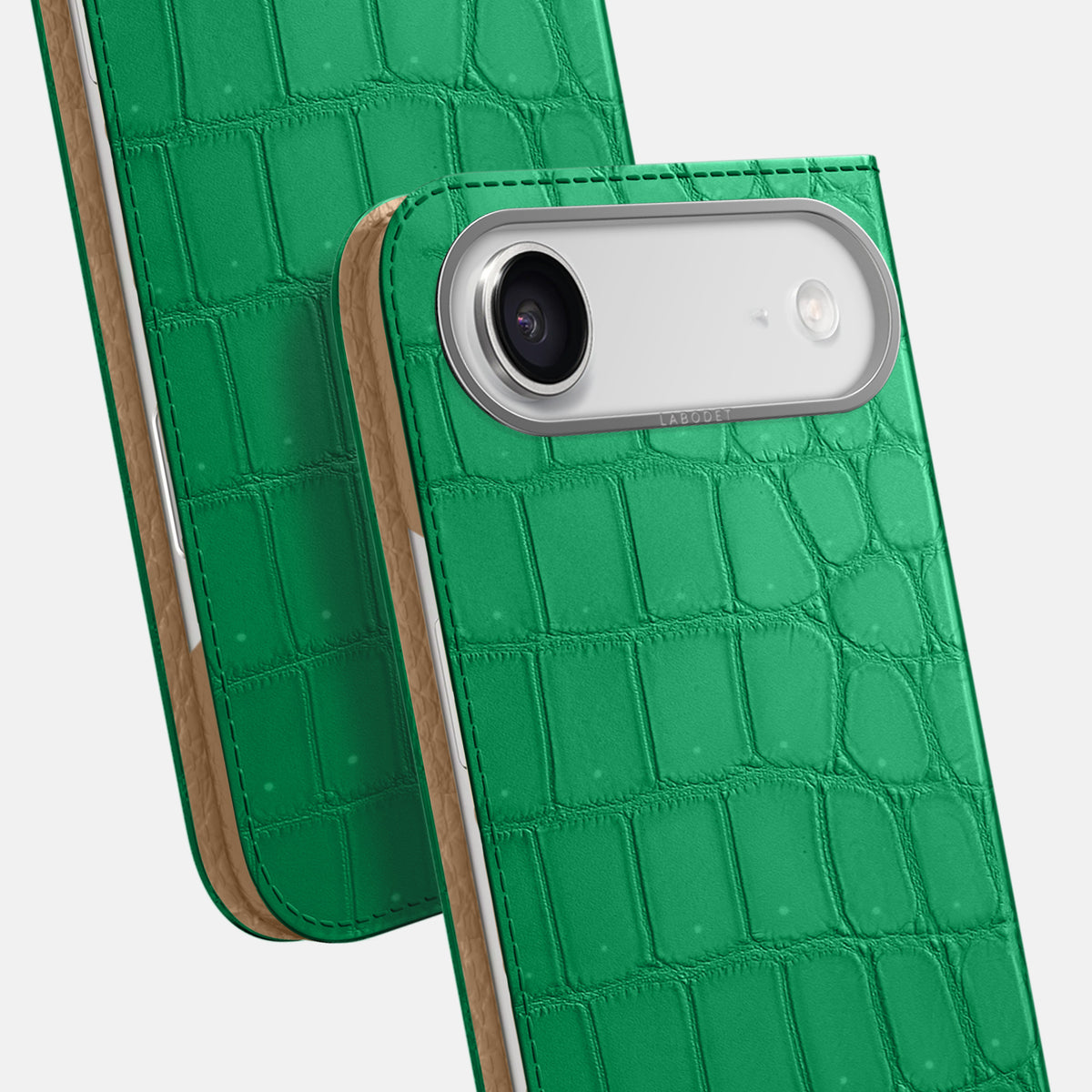 Folio Case For iPhone 17 Air In Porosus Crocodile -5 | Cactus-Green-Steel