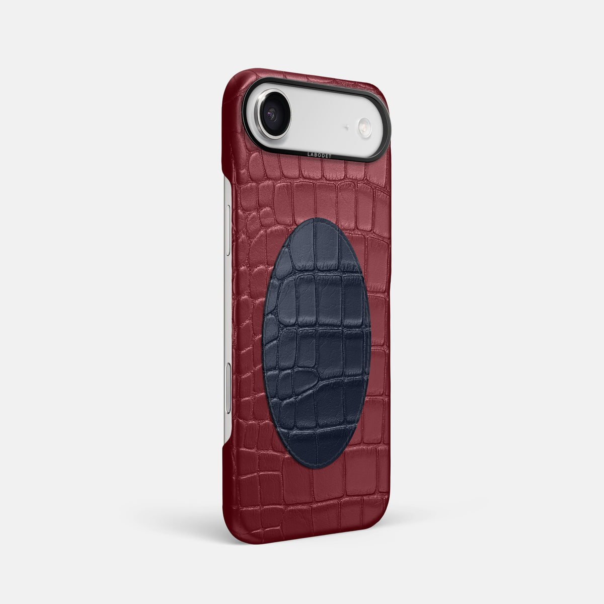 Classic Case With Oval For iPhone 17 Air In Alligator -2 | Burgundy-Black