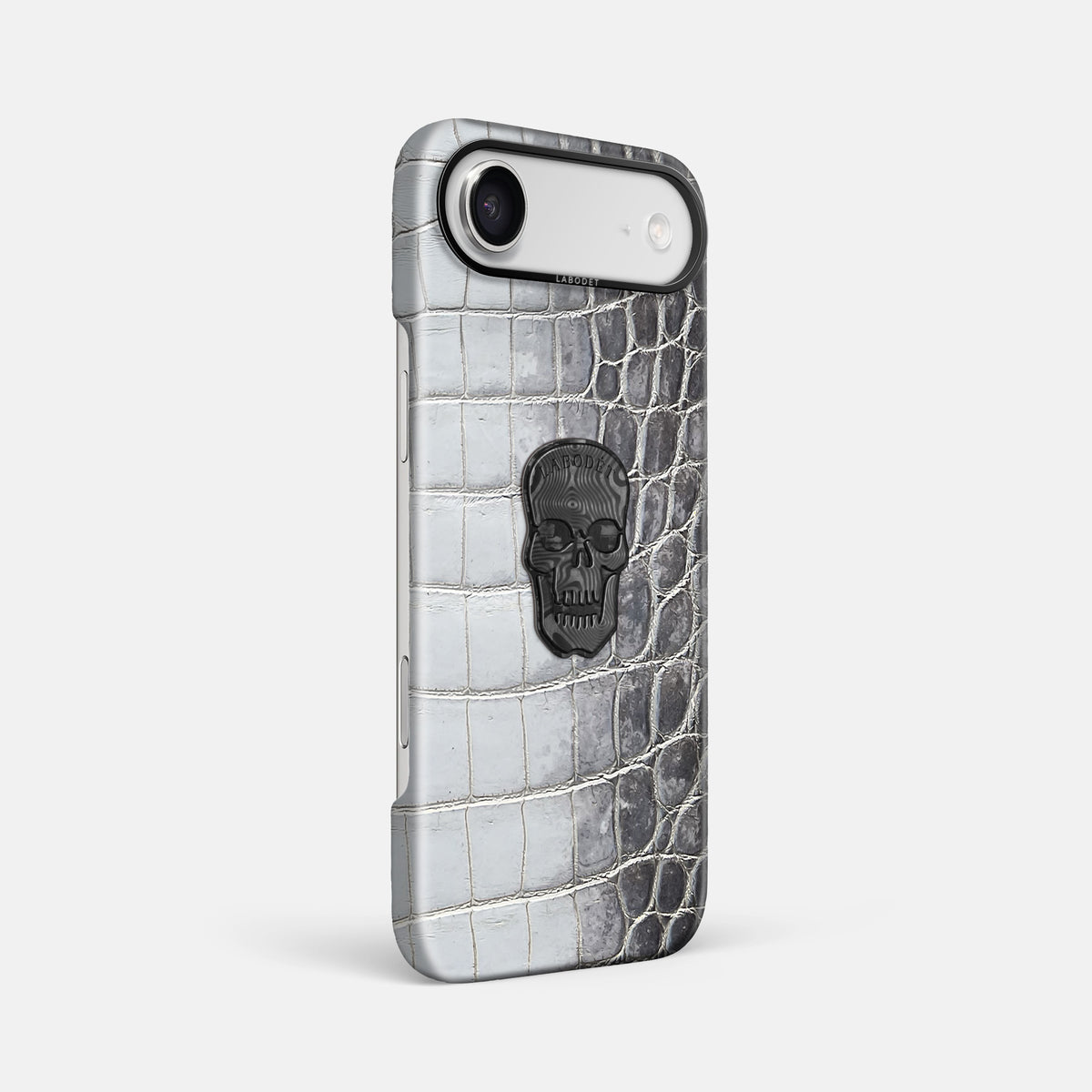 Classic Case With Carbon Skull For iPhone 17 Air In Himalayan Crocodile -2 | Silver-Black