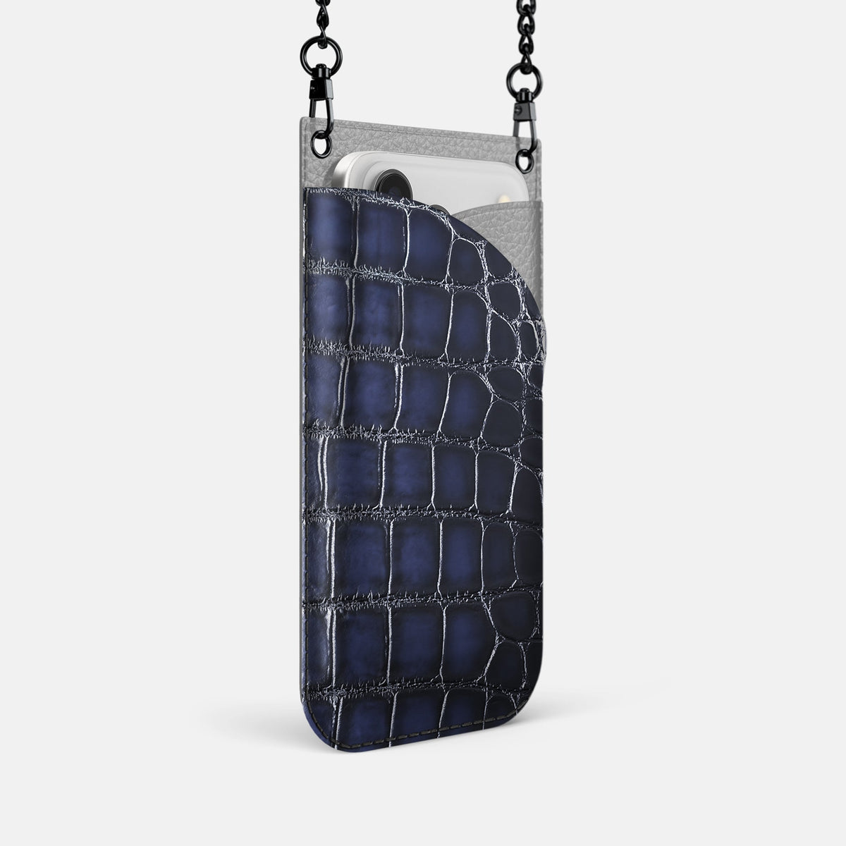 Crossbody Bag For iPhone 18 Pro In Patina Alligator -2 | Havana-Blue-Black