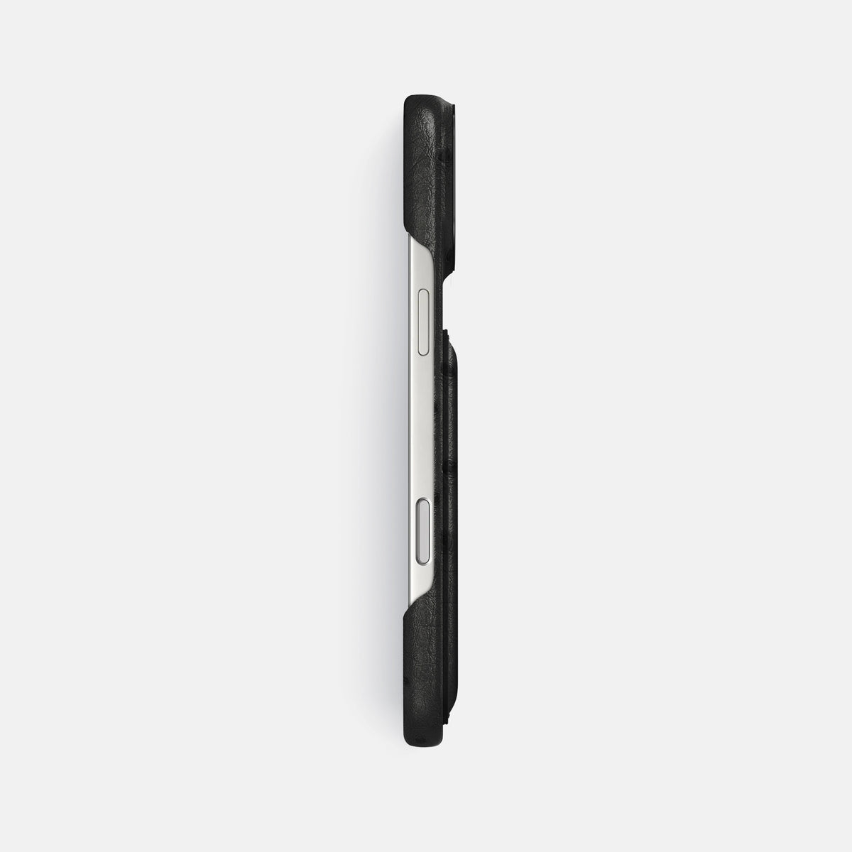 Double Card Case For iPhone 17 Pro Max In Ostrich -3 | Black-Black