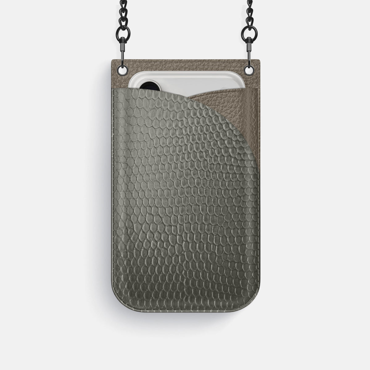 Crossbody Bag For iPhone 18 Pro In Lizard -1 | Grey-Black