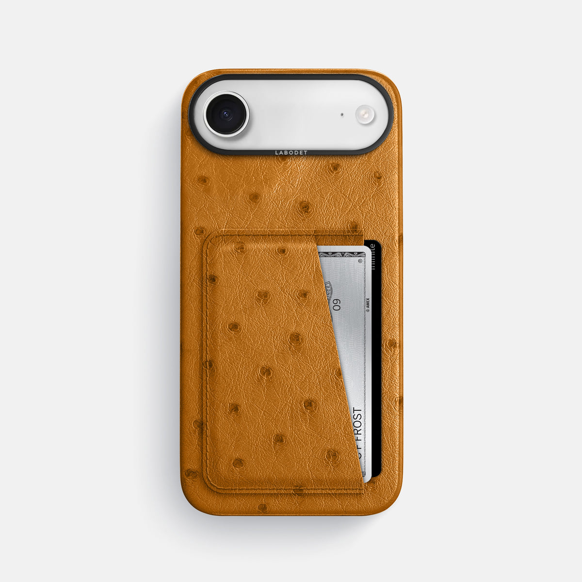 Double Card Case For iPhone 17 Air In Ostrich -1 | Chestnut-Black