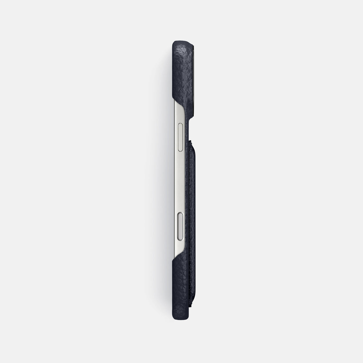 Double Card Case For iPhone 17 Pro Max In Calf -3 | Marine-Black