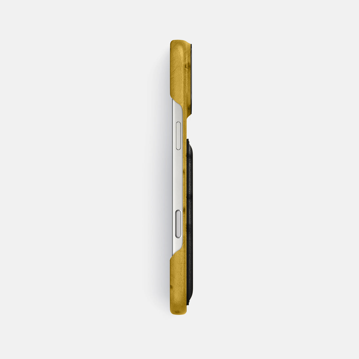 Double Card Case Coloré For iPhone 17 Pro Max In Ostrich -3 | Gold-Black