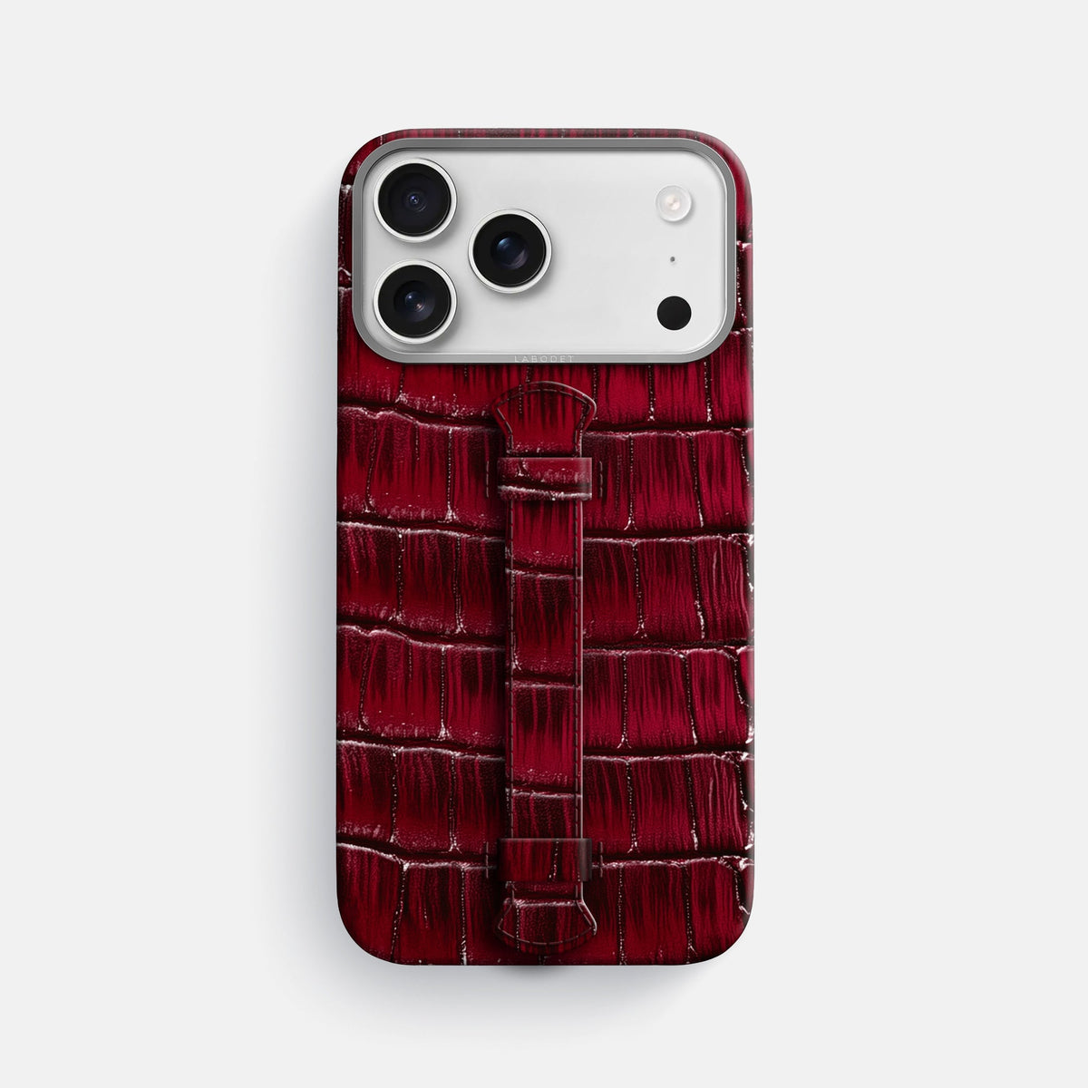 Center Handle For iPhone 18 Pro Max In Patina Alligator -1 | Havana-Burgundy-Steel