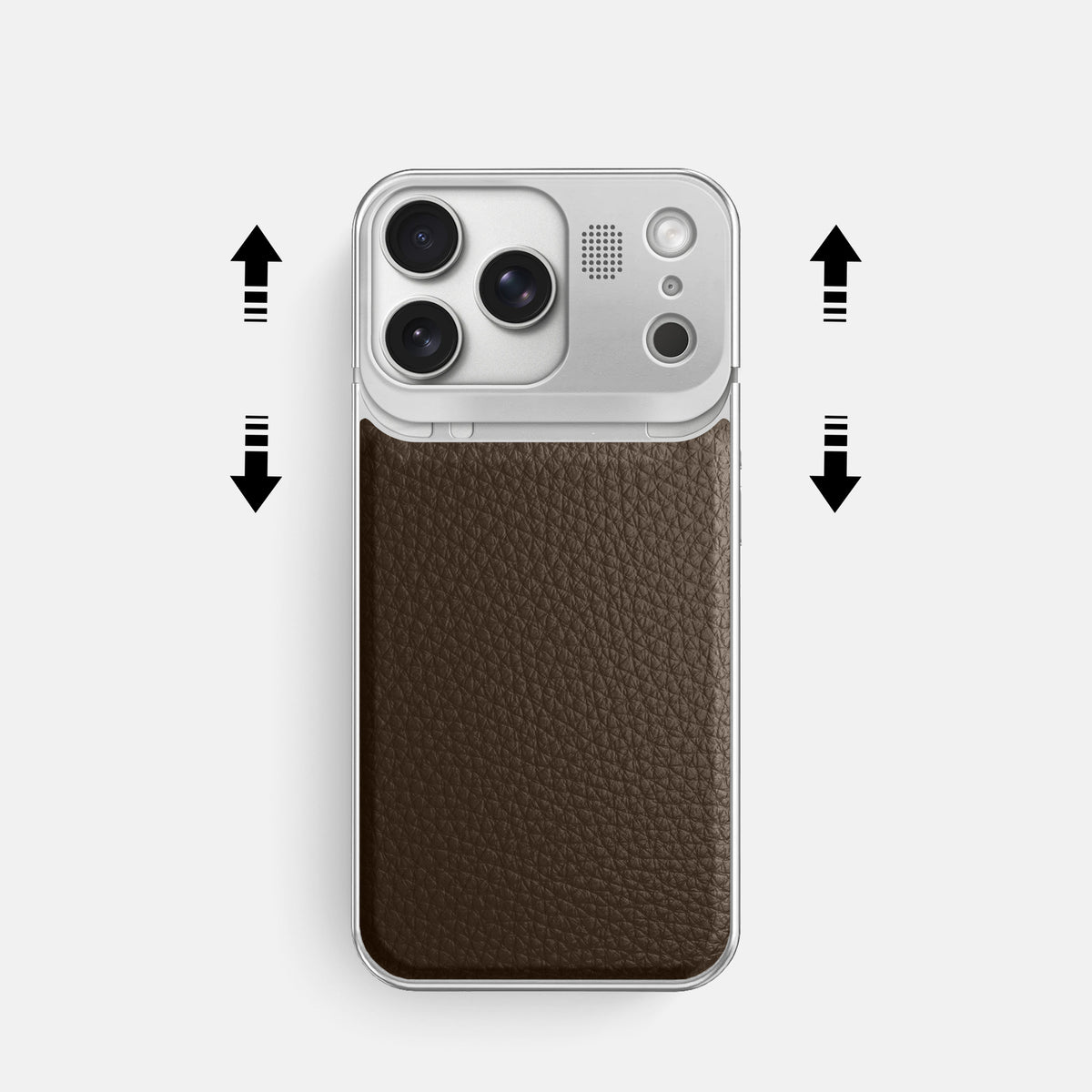Metal Case For iPhone 17 Pro In Calf -2 | Dark-Brown-Steel