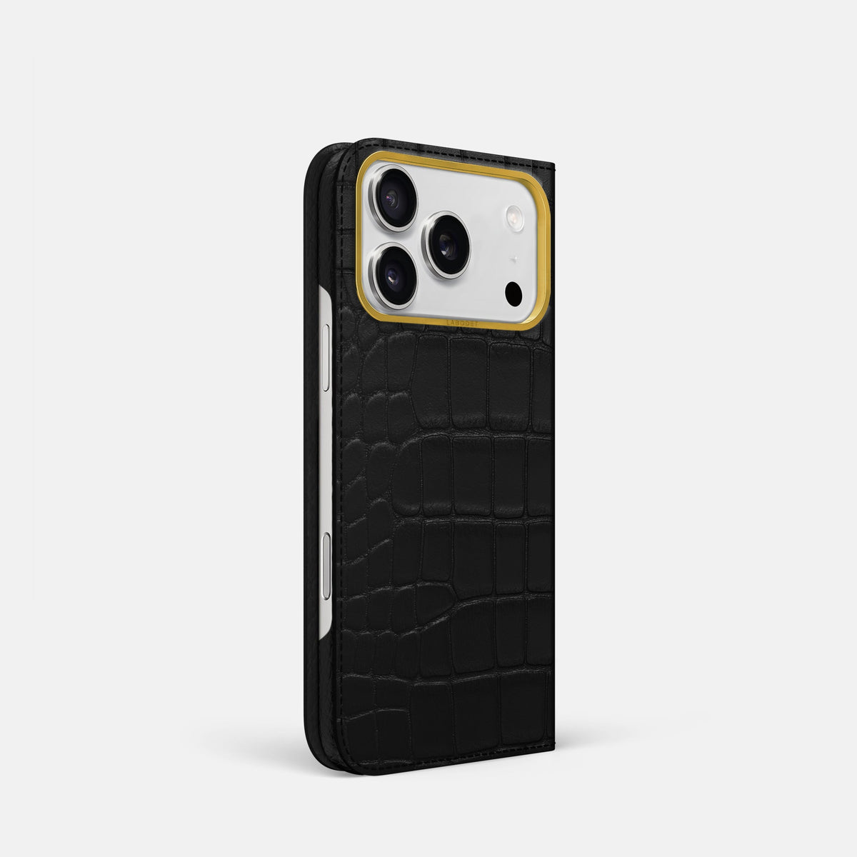 Folio Case For iPhone 18 Pro In Alligator -1 | Black-Gold