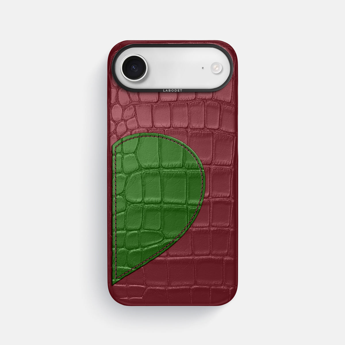Classic Case With Half Heart - Right For iPhone 17 Air In Alligator -1 | Burgundy-Black