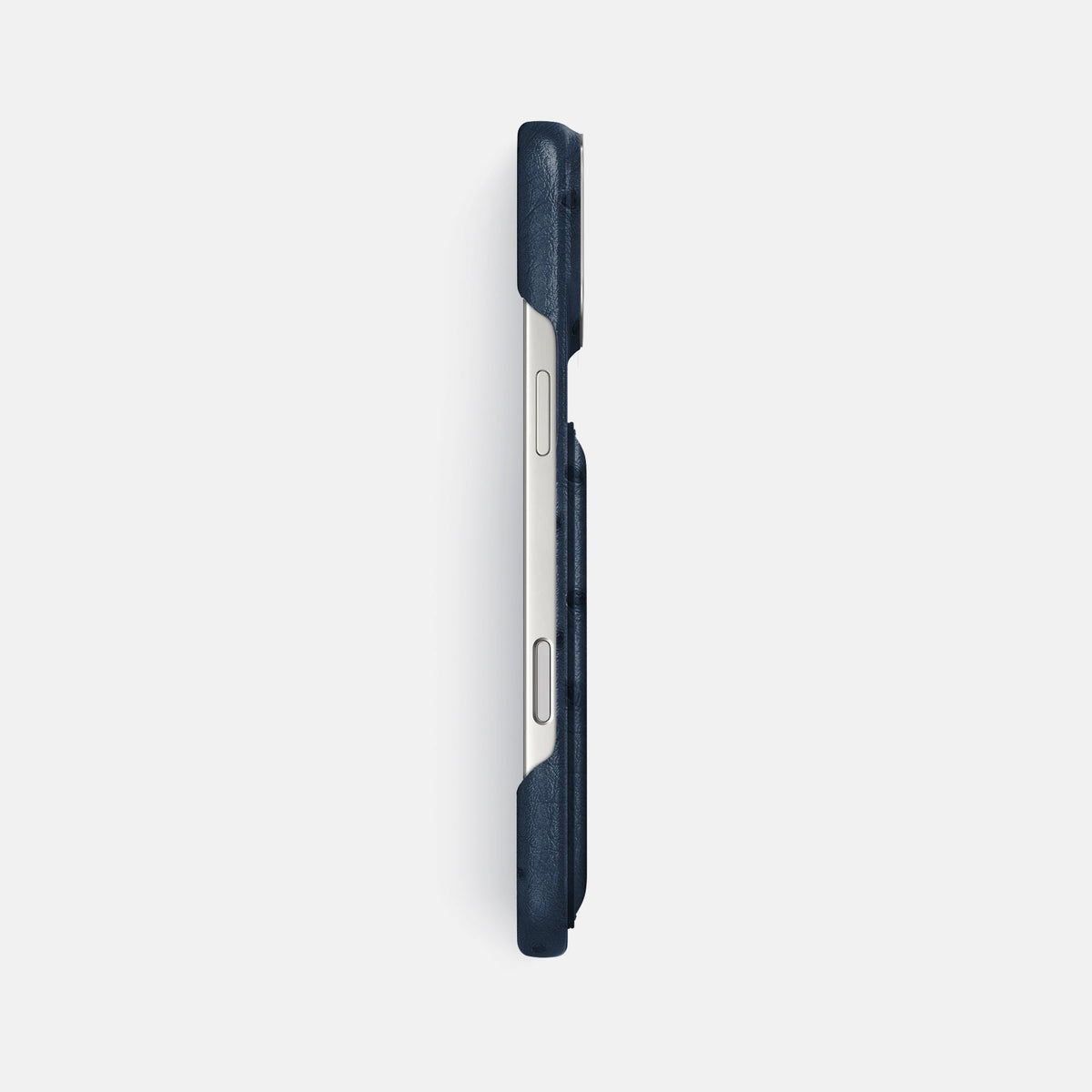 Double Card Case For iPhone 18 Pro Max In Ostrich -3 | Navy-Blue-Steel