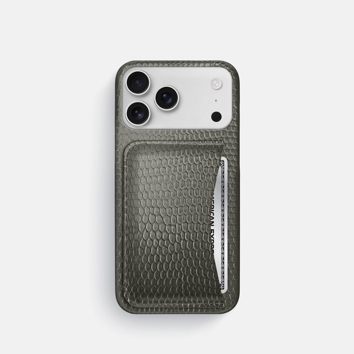 Slim Card Case For iPhone 18 Pro In Lizard -1 | Grey