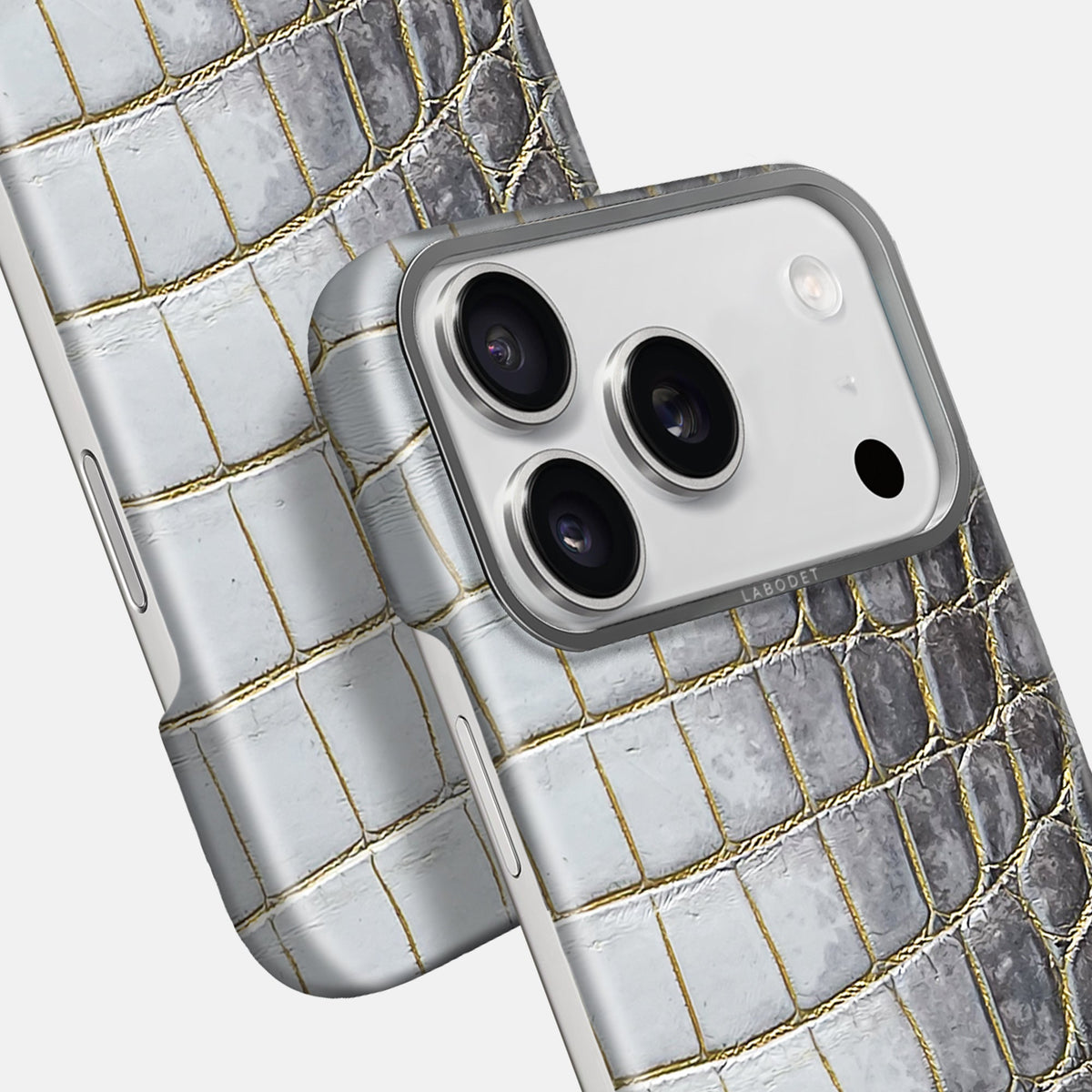Classic Case For iPhone 18 Pro Max In Himalayan Crocodile -5 | Gold-Steel