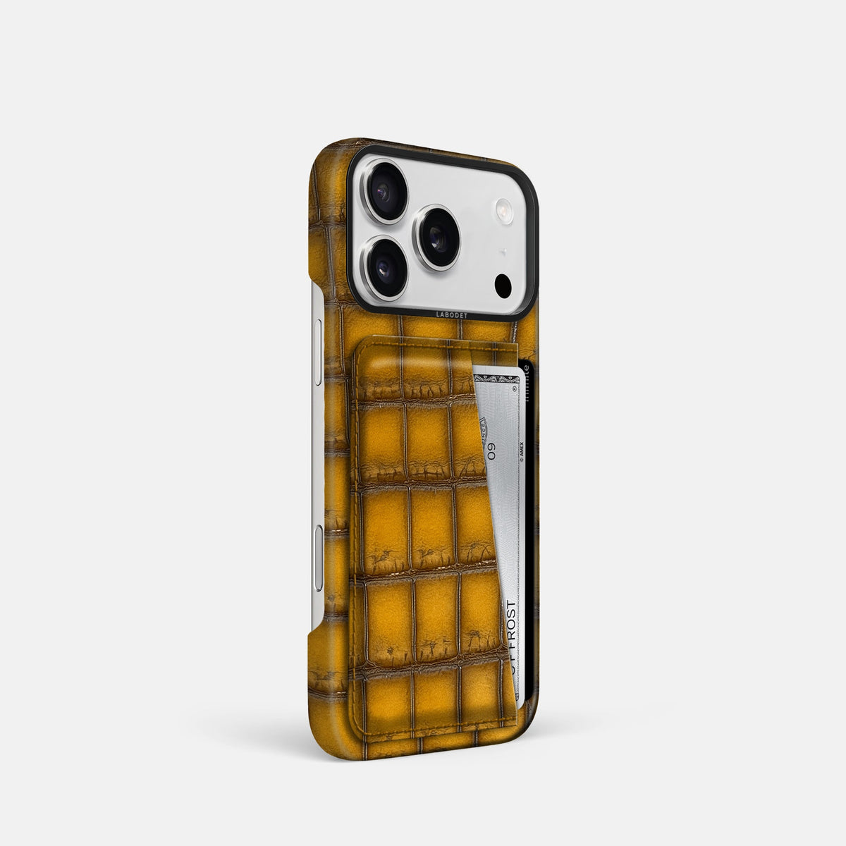 Double Card Case For iPhone 18 Pro In Patina Alligator -2 | Sydney-Black