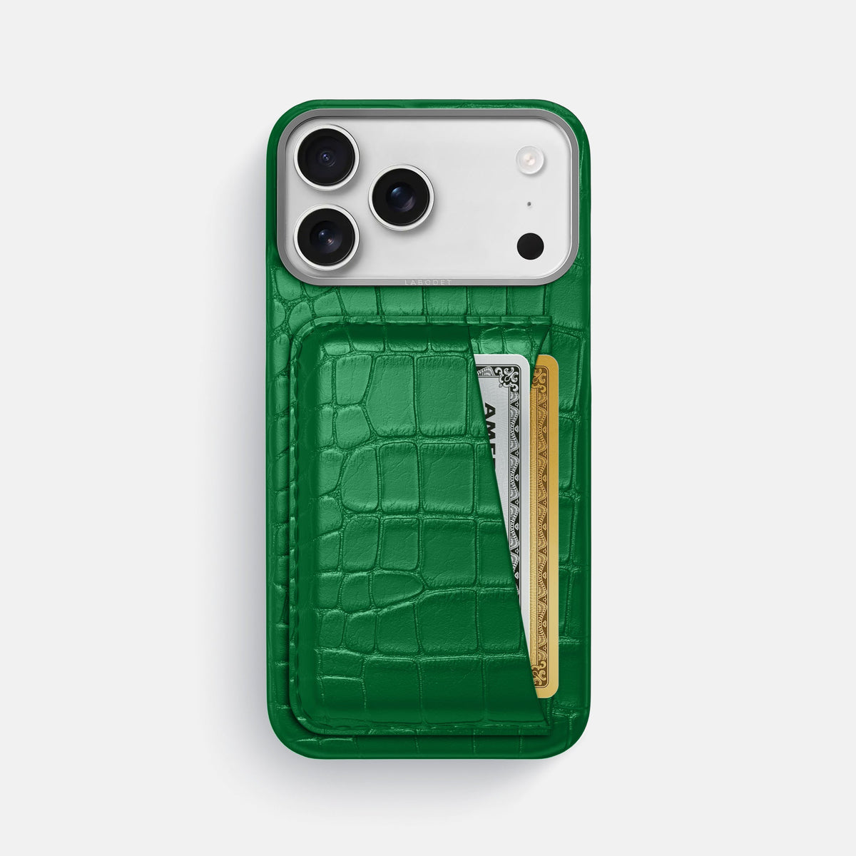 Double Card Case For iPhone 18 Pro Max In Alligator -1 | Forest-Green-Steel