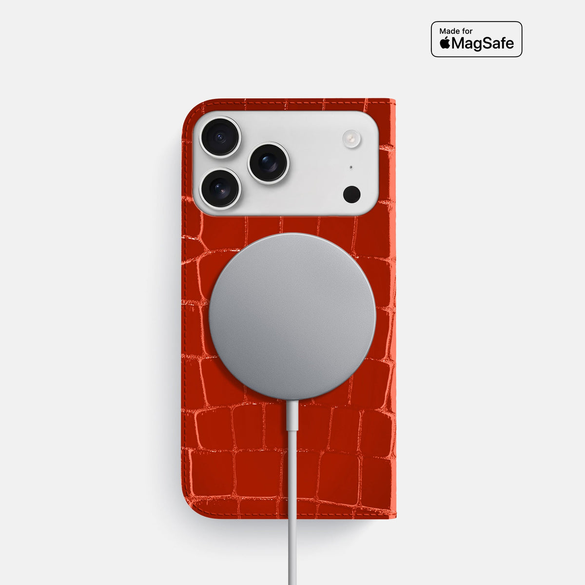 Folio Slim Case For iPhone 18 Pro In Shiny Alligator -3 | Orange