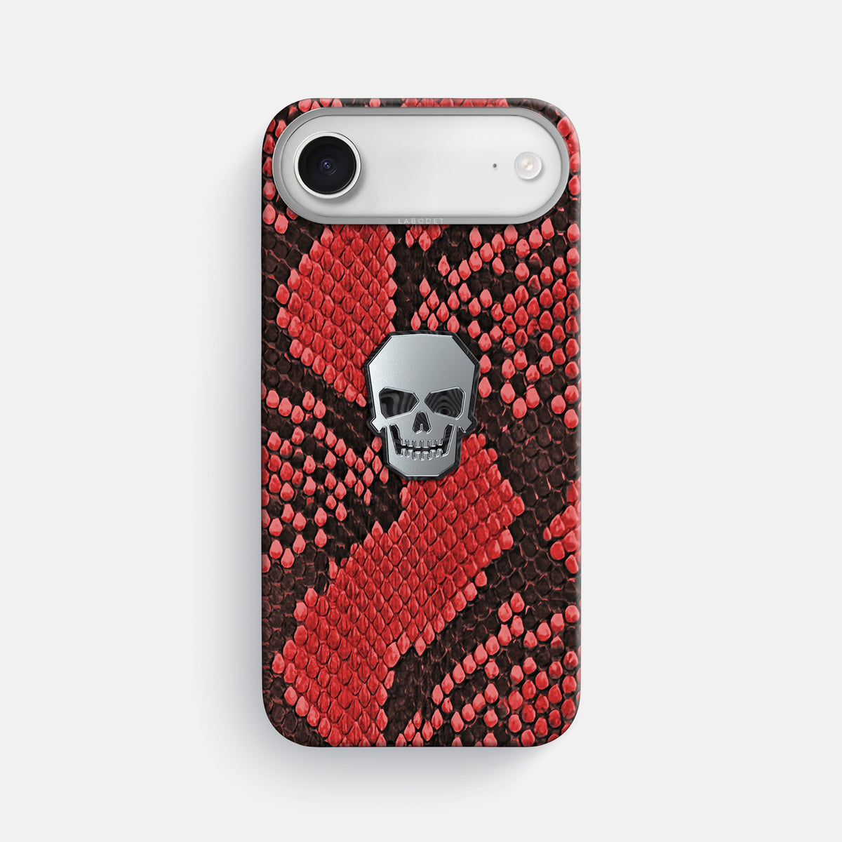 Classic Case With Titanium Skull For iPhone 17 Air In Deluxe Python -1 | Red-Steel