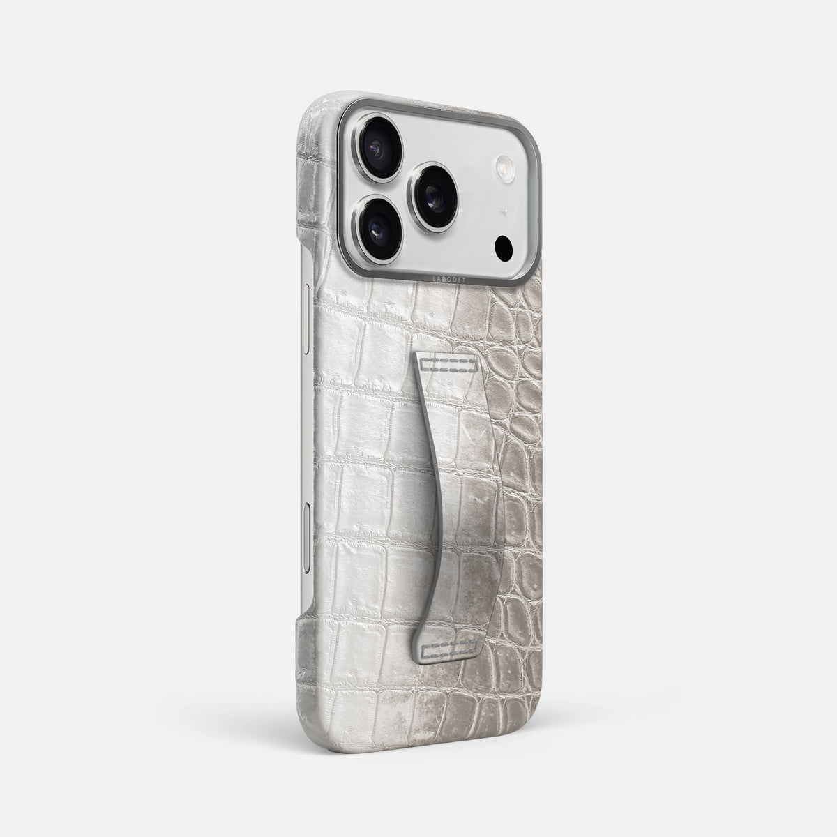 Finger Case For iPhone 18 Pro Max In Himalayan Crocodile -2 | Grey-Steel