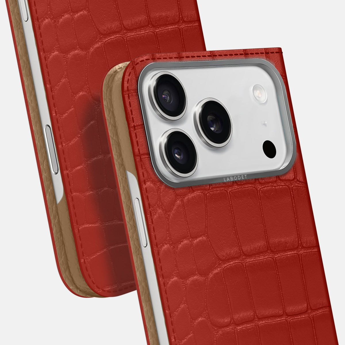 Folio Case For iPhone 18 Pro Max In Alligator -5 | Red-Steel