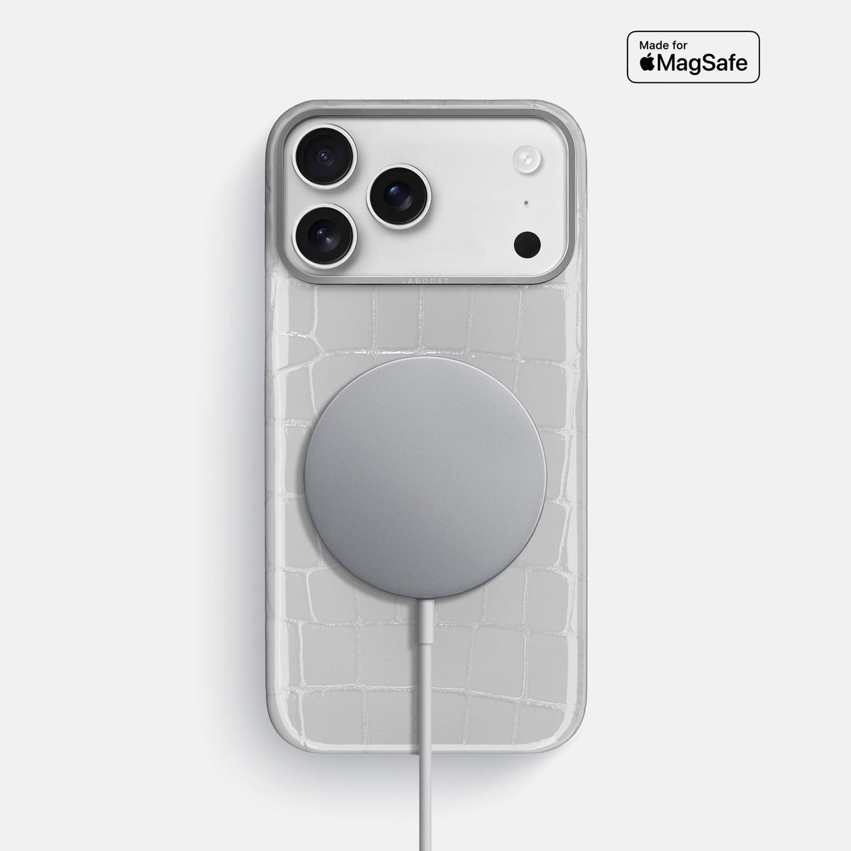 Classic Case For iPhone 18 Pro Max In Shiny Alligator -5 | White-Steel