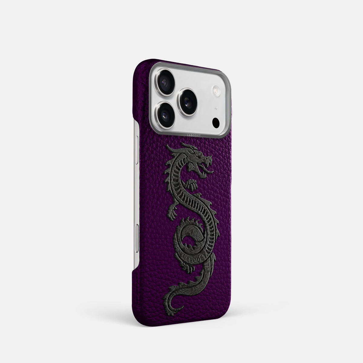 Classic Case With Carbon Dragon For iPhone 18 Pro In Calf -2 | Violet-Steel