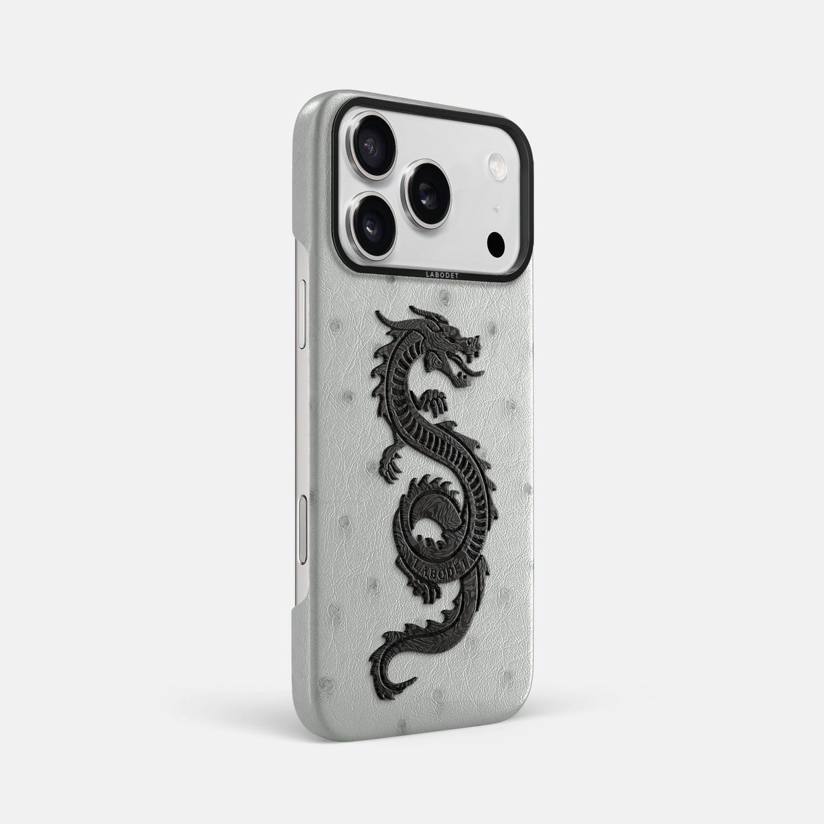 Classic Case With Carbon Dragon For iPhone 18 Pro Max In Ostrich -2 | White-Black